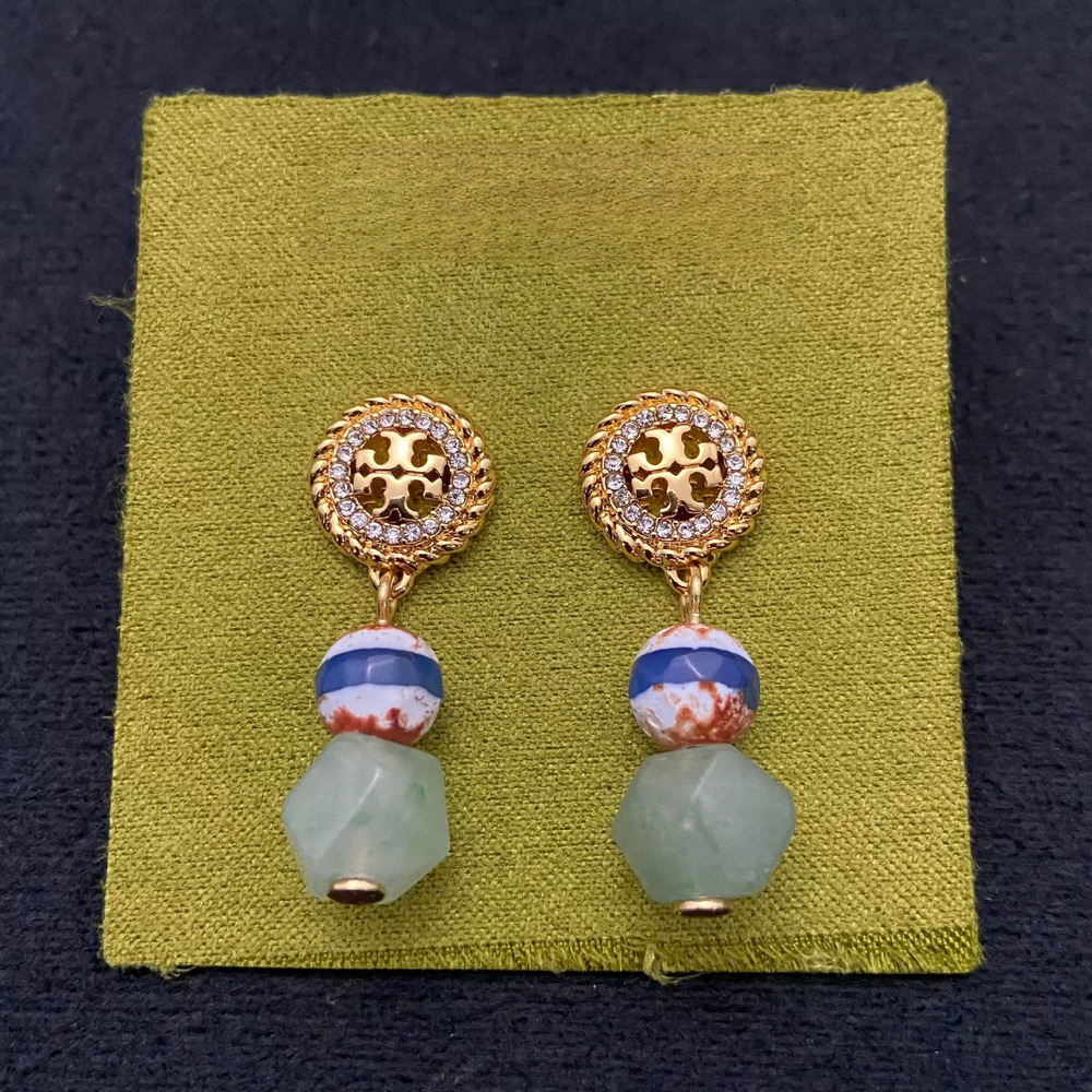 Tory Burch Letter Rhinestone Earrings